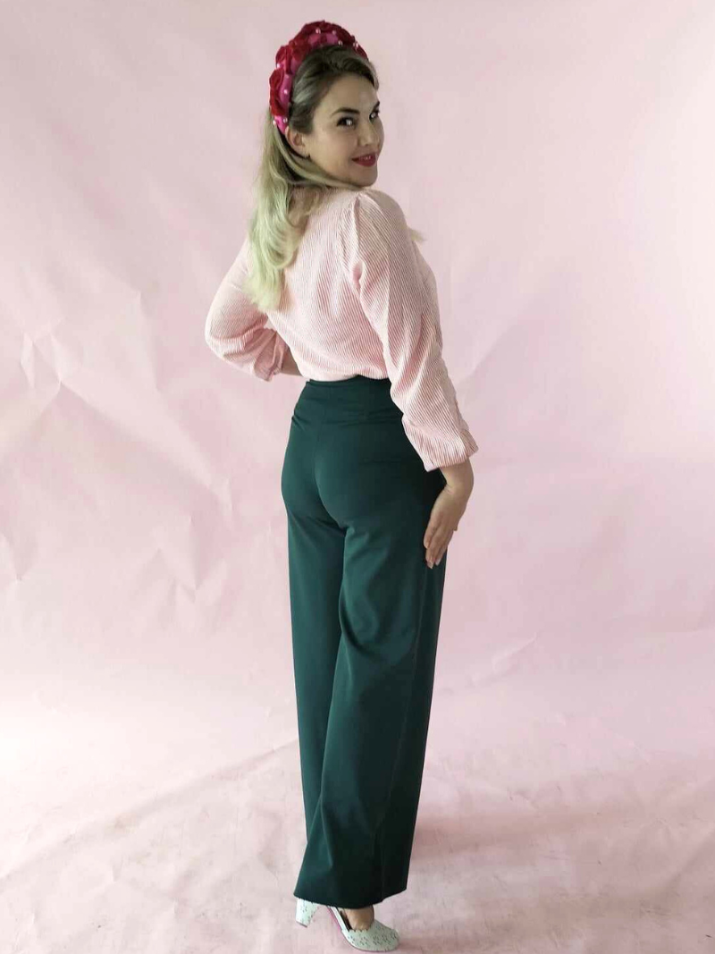 30's Sailor pants by the House of Foxy Angled view in green