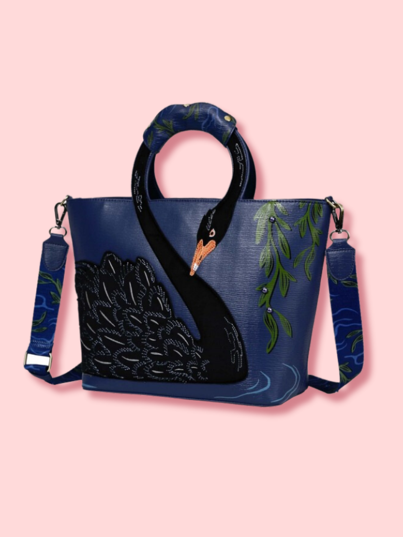 Black Swan Cut Out Handle Tote