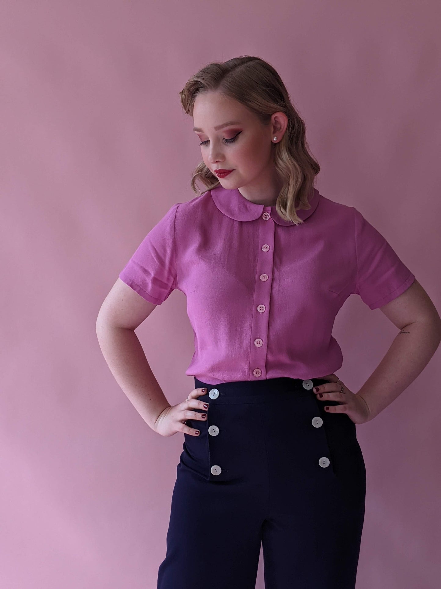 30's Sailor pants by the House of Foxy close up of buttons